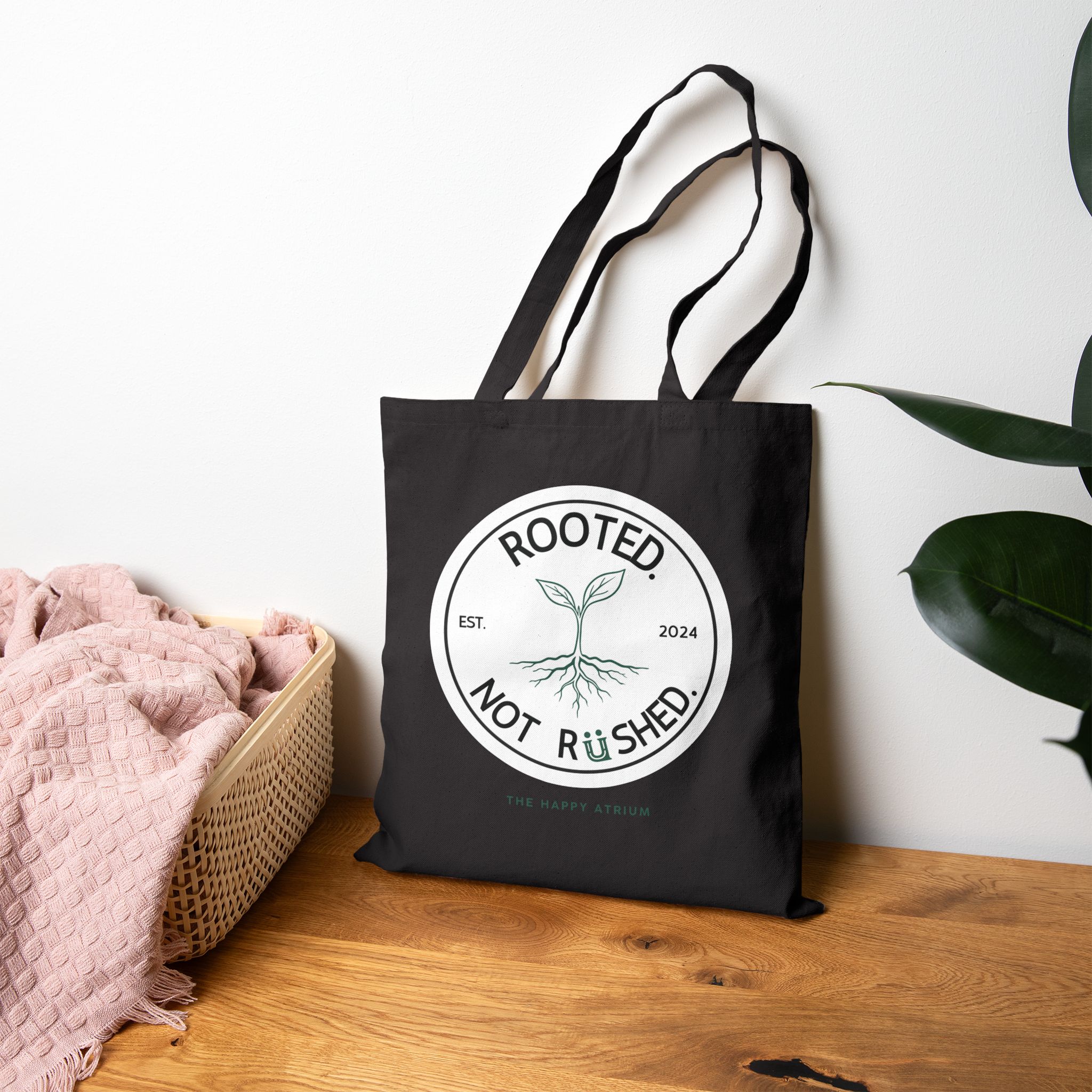 Rooted. Not Rushed. -Canvas Tote - Image 4