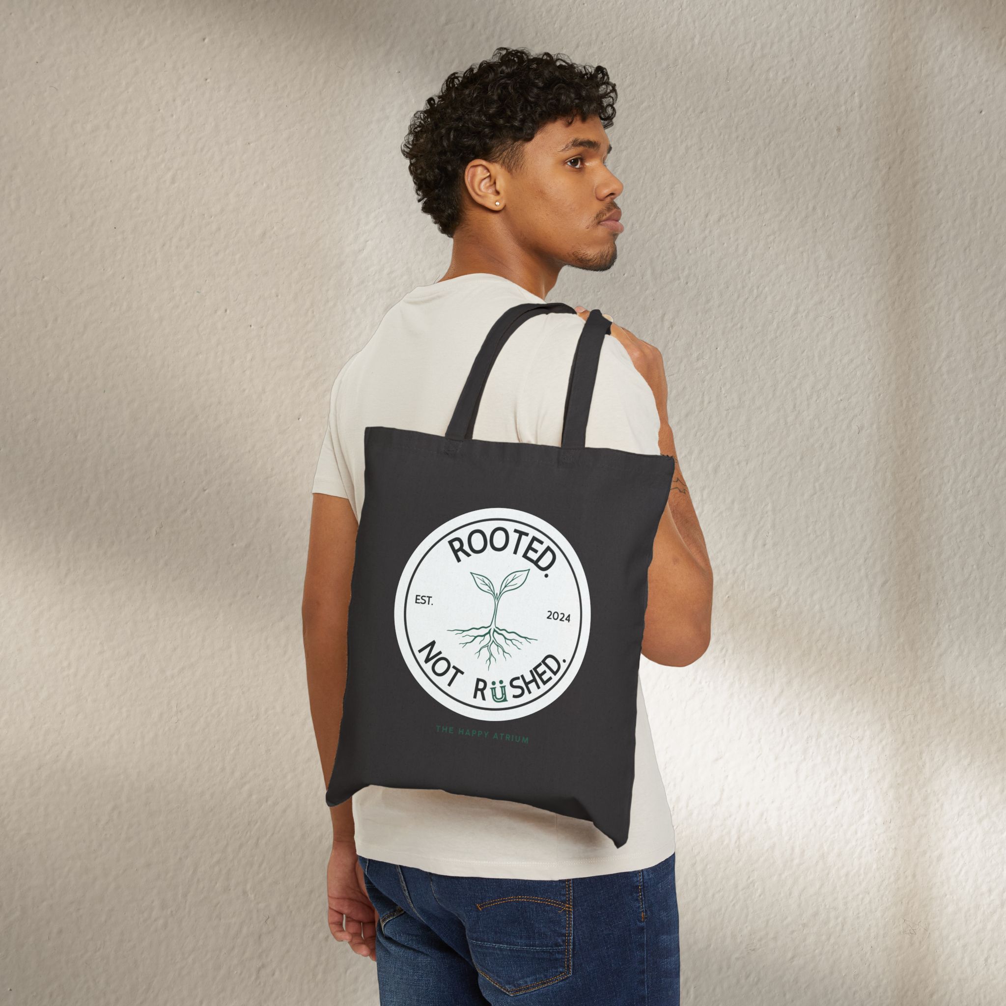 Rooted. Not Rushed. -Canvas Tote - Image 5