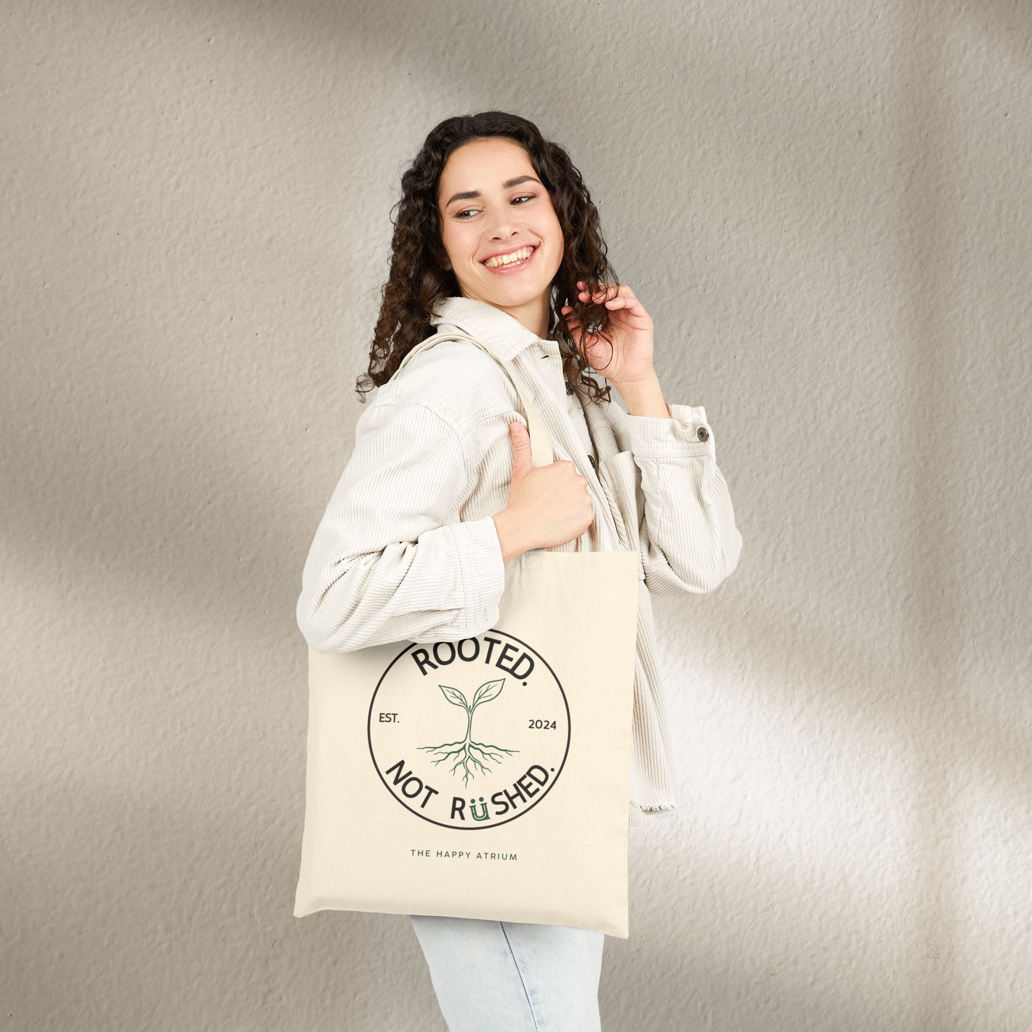 Rooted. Not Rushed. -Canvas Tote - Image 3